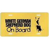 New White German Shepherd Dog On Board License Plate Dog