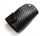 iJDMTOY 3D Carbon Fiber Pattern Genuine Premium Leather Remote Smart Key Holder FOB (2.8 x 1.9)