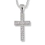 Delicate Diamond (.10 ctw) Cross Pendant in White Gold