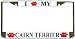 I Love My Cairn Terrier Paw Prints Dog Chrome Metal License Plate Frame Holder