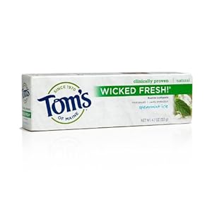 Tom's of Maine Wicked Fresh Long Lasting Fresh Breath Fluoride Toothpaste, Spearmint Ice, 4.7-Ounce (Pack of 2)