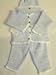 Tweed Pants - Cpk641, Knitted on Hand Knitting Machine Finished By Hand Crochet Little Boys Outfit Blue and White Cotton Tweed Cardigan Sweater, Pant, Hat Set in Sizes