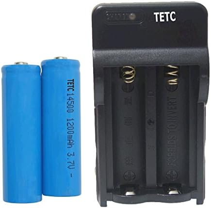TETC 2 Pcs 14500 1200mah Li-ion 3.7v Rechargeable Battery (Blue)+dual charger