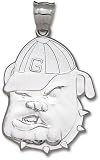 Georgia Bulldogs Giant 1 1/2 W x 1 7/8 H Bulldog Head Pendant - Sterling Silver Jewelry