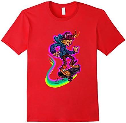 Men's Skateboarder Fun T-Shirt Medium Red