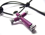 Burgundy Horseshoe Nail Cross Necklace