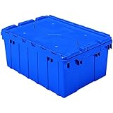Akro-Mils 39085 Plastic Storage and Distribution Container Tote with Hinged Lid, 21.5-Inch L by 15-Inch W by 9-Inch H, Blue, Pack of 6