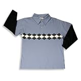 City College by Wes and Willy - Boys Long Sleeved Layered Look Polo Style Top, Blue