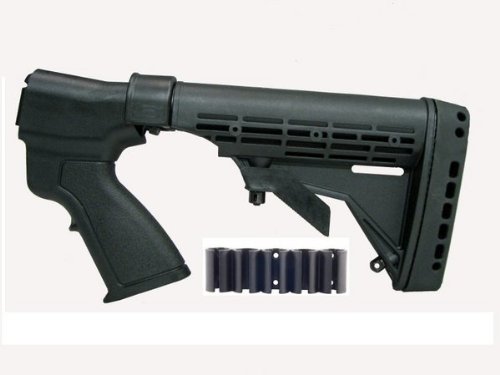 UAG Mossberg 500 / 590 / 835 12 Gauge Tactical Shotgun Conversion Kit: Six 6 Position Adjustable & Collapsible Stock   Rear Pistol Grip   Shell Holders   Recoil Butt Pad   Sling Swivel Stud
