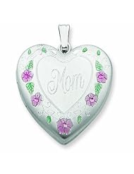 Sterling Silver 24mm Enameled, D/C Mom Heart Locket