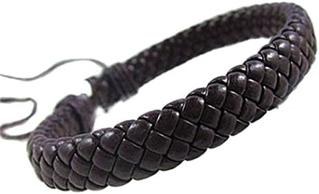 ROMANCE JEWELRY Mens Womens Braided Leather Rope Woven Wrap Surfer Cuff Bracelet Brown