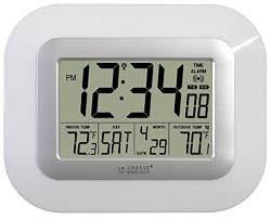 La Crosse Technology WS-811561-W atomic digital wall clock with solar-powered sensor