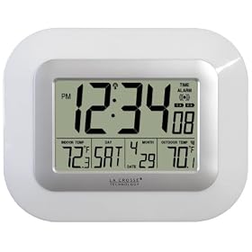 La Crosse Technology WS-811561-W atomic digital wall clock with solar-powered sensor