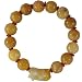 Natural Grade A Jadeite Yellow Jade Hand Carved Pi Xiu Dragon Charm Carved Lotus Bead Bracelet