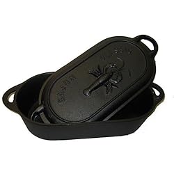 Cajun Cookware Oval Crawfish Seasoned Cast Iron Pot W/ Lid 8 Qt.