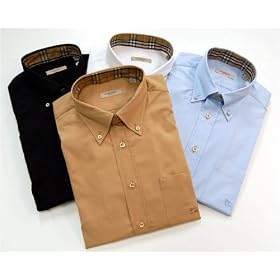 Burberry Solid Sport Shirt with Plaid Trim
