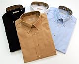 Burberry Solid Sport Shirt with Plaid Trim