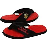 NHL Chicago Blackhawks Ladies Black-Red Plush Thong Slipper (X-Large)