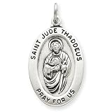 St. Jude Medal Sterling Silver ,1" (25mm).18" Steel Necklace Chain