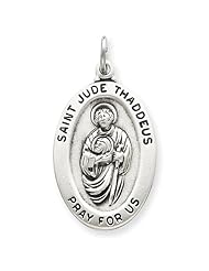 St. Jude Medal Sterling Silver ,1" (25mm).18" Steel Necklace Chain