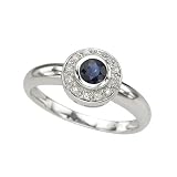 14K White Gold 0.06 ct. Diamond and 1/3 ct. Sapphire Fashion Ring