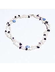3-8mm Freshwater Cultured Pearl Necklace With Amethyst and shell, 36"
