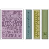 Sizzix Texture Fades Embossing Folders By Tim Holtz 4/Pkg Halloween Background & Borders