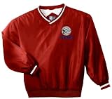 Custom embroidered mean face volleyball ball design on nylon windshirt