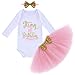 Itâ€™s My First 1st Birthday Outfit Baby Girls Long Sleeve Romper + Ruffle Tulle Skirt + Sequin Bowknot Headband Shiny Party Princess Dress up Costume for Cake Smash Photo Fall Clothes Pink 1 Year