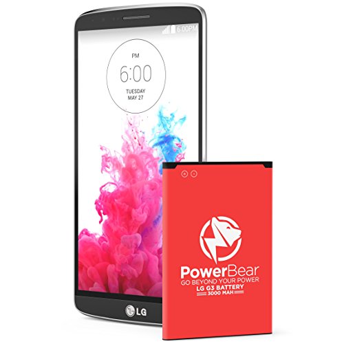 PowerBear G3 Battery | 3000mAh Li-Ion Battery for the LG G3 [D852, D855, AT&T D850, T-Mobile D851, Verizon VS985, Spring LS990] | G3 Spare Battery [24 Month Warranty]