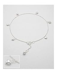 Heart Anklet In 92.5 Sterling Silver