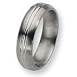 Brushed and Polished Grooved Titanium Ring (6.0 mm) - Sizes 7.5-12