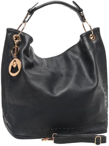 MG Collection AMBRÉ Black Large Shopper Tote Style Slouchy Hobo Shoulder Bag