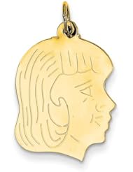 14k Yellow Gold Girl Head Charm Pendant. Metal Wt- 1.62g
