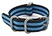 ArtStyle Watch Band with Colorful Nylon Material Strap and Heavy Duty Brushed Buckle (Black/Blue, 22mm)