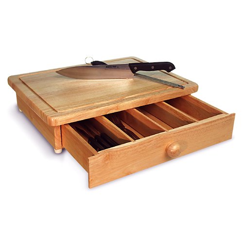 17 x 13 Deluxe Beechwood Cutting Board with Drawer by Lipper International