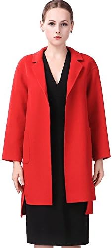 Miya Women's Faux Leather Jacket Quilted Bomber Jacket Short Coat Red Medium