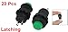 20 Pcs 12.5mm Thread Green Cap SPST Latching Type Push Button Switch OFF-ON