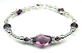 Amethyst Birthstone Sterling Silver Swarovski Crystal Handmade Beaded Bracelets