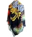 Apparel : silkNOW Hand Painted Orange Red and Black 100% Pure Silk Chiffon Georgette Scarf with Beautiful Multi Colored Floral Pattern