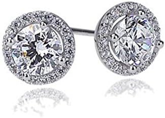 Beautiful Cubic Zirconia Round Halo Stud Earrings (3 cttw)