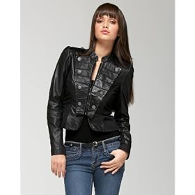 bebe Leather and Knit Military Jacket by bebe