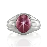 7.21ct. Natural Untreated Burmese Star Ruby Men's ring set in platinum with 2 Dia 0.20ct. Total (J242)