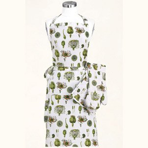 Apron and Potholder Kitchen Linen Set - Poppies