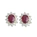 14K Yellow Gold 1/4 ct. Diamond and 7/8 ct. Oval Shaped Ruby Earrings