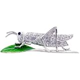 Grasshopper Locust Austrian Crystal Silver Insect Pin Brooch