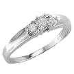 10K White Gold .25 Carat Diamond 3 Stone Ring