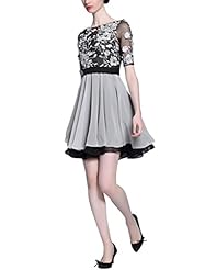 A-line Cocktail Knee Length Bateau Neck Elbow Length Sleeves Chiffon/Satin Beaded Homecoming Dress/Pageant Dress/Prom Dress/Party Dress/Wedding Dress 