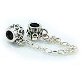 Solid Sterling Silver .925 Safety Chain Screw Core stopper beads charms fits Pandora Chamilia Bracelet