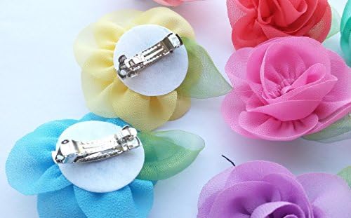 BysitShow Flower Chiffon Pet Dog French Barrette Hair Clips Cat Puppy Grooming Hair Accessories Pack of 10